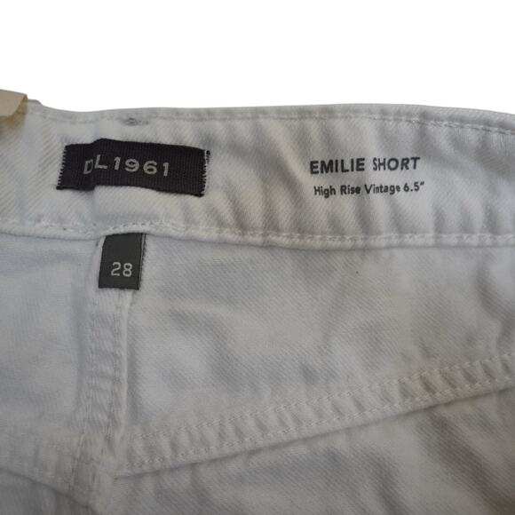 DL1961 Womens 28 Emilie Ripped High Waist Fray Hem Denim Shorts in White NEW - Picture 9 of 12